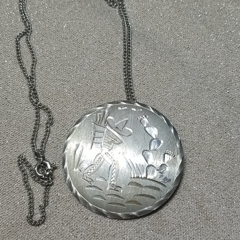 Sterling Silver Mexico Pendant Brooch Vintage